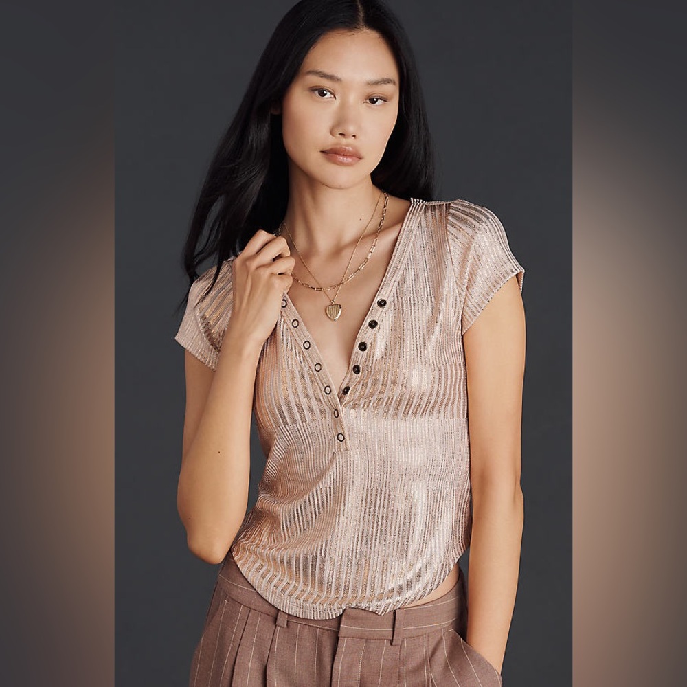 PILCRO x Anthropologie Andie Scoop-Neck Ribbed Henley